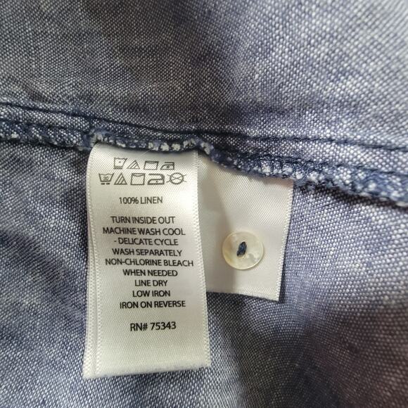 Tahari Womens XS Linen Long Sleeve Shift Dress Oversized Gray Blue - Picture 10 of 10